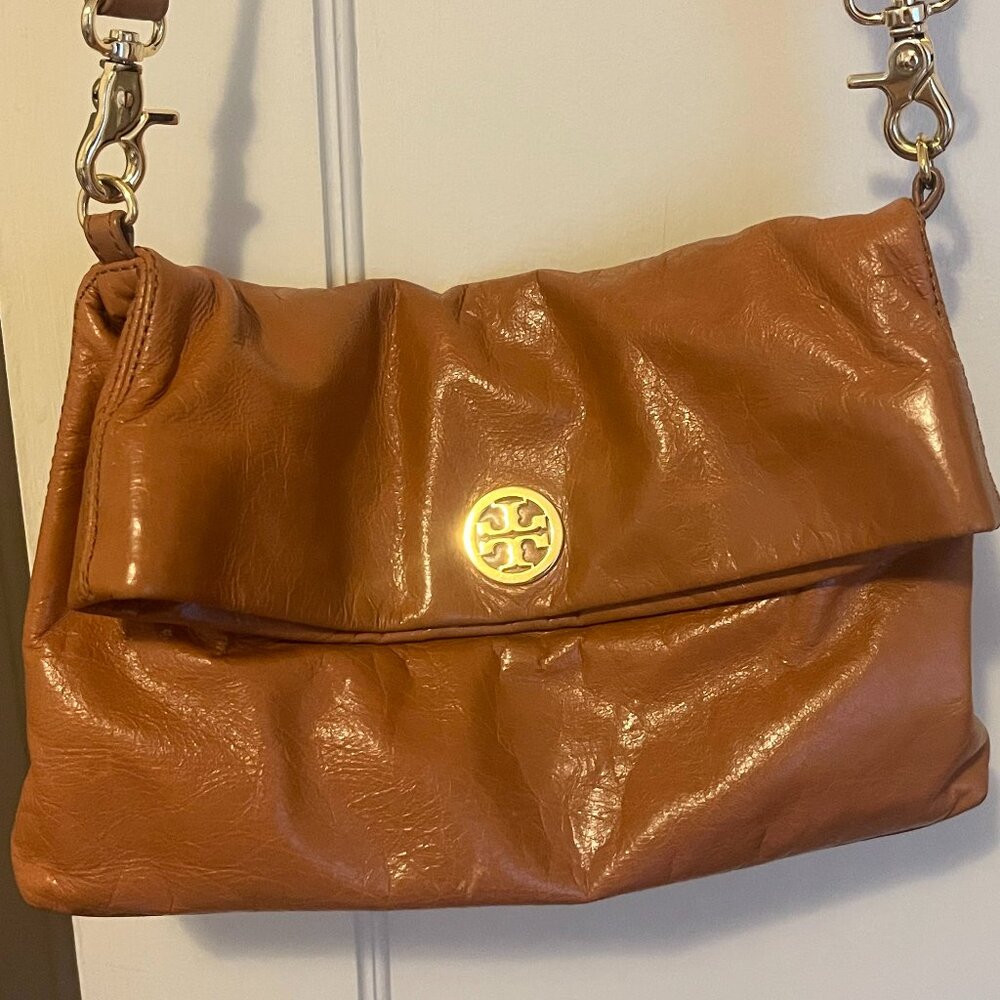 Tory Burch Tan Leather Foldover Bag - Picture 2 of 13